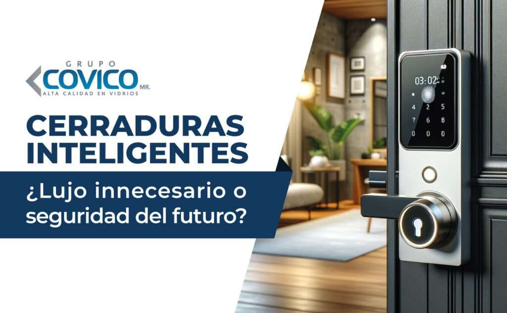 Cerradura inteligente digital instalada en puerta moderna como opción de seguridad avanzada para el hogar