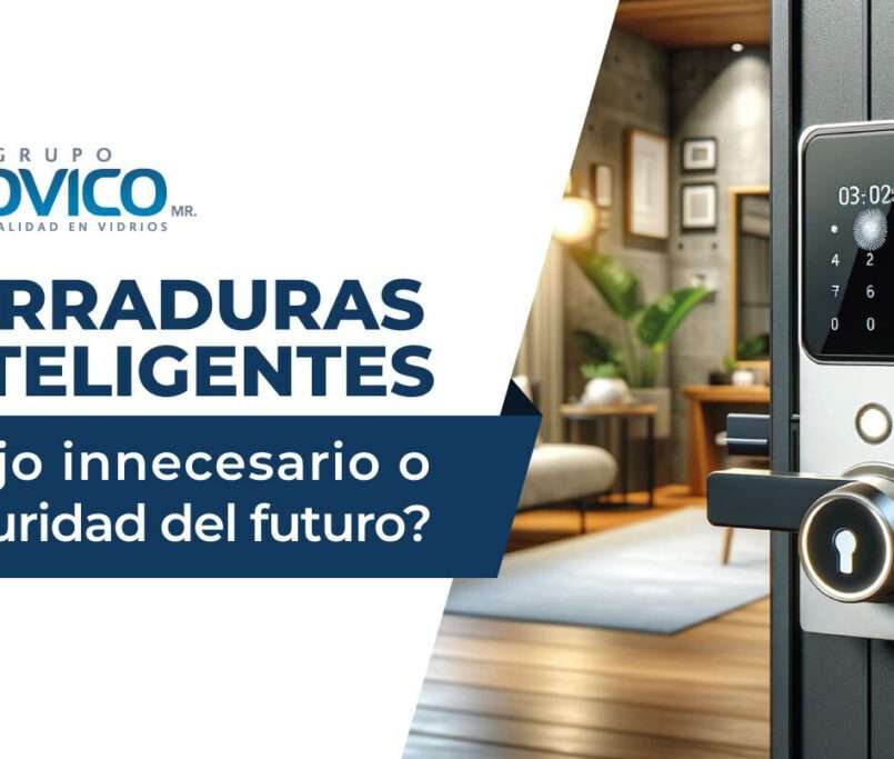 Cerradura inteligente digital instalada en puerta moderna como opción de seguridad avanzada para el hogar