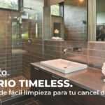 Vidrio Timeless en cancel de baño moderno con fácil limpieza y acabado transparente